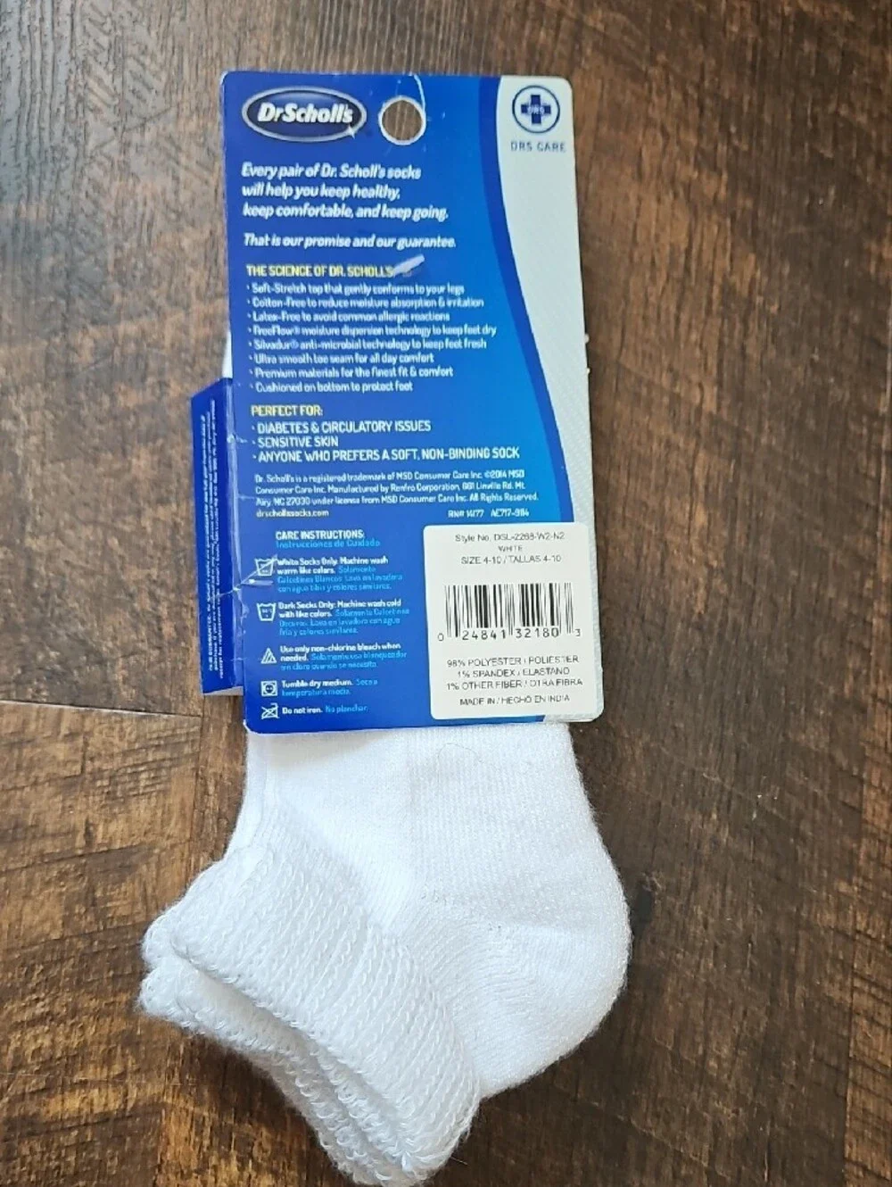 Dr. Scholl's White Diabetes & Circulatory Low Cut Socks - 2 Pair Pack